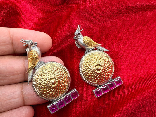 92.5 Silver dual tone Earrings 15.5 gm