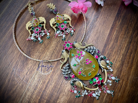 92.5 Silver fusion pendant with earrings