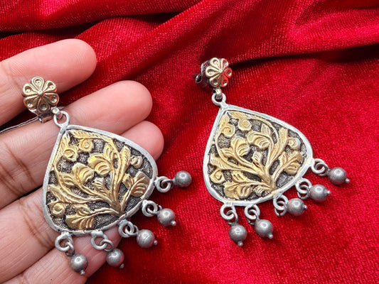 92.5 Silver dual tone earrings - 21.5 gm