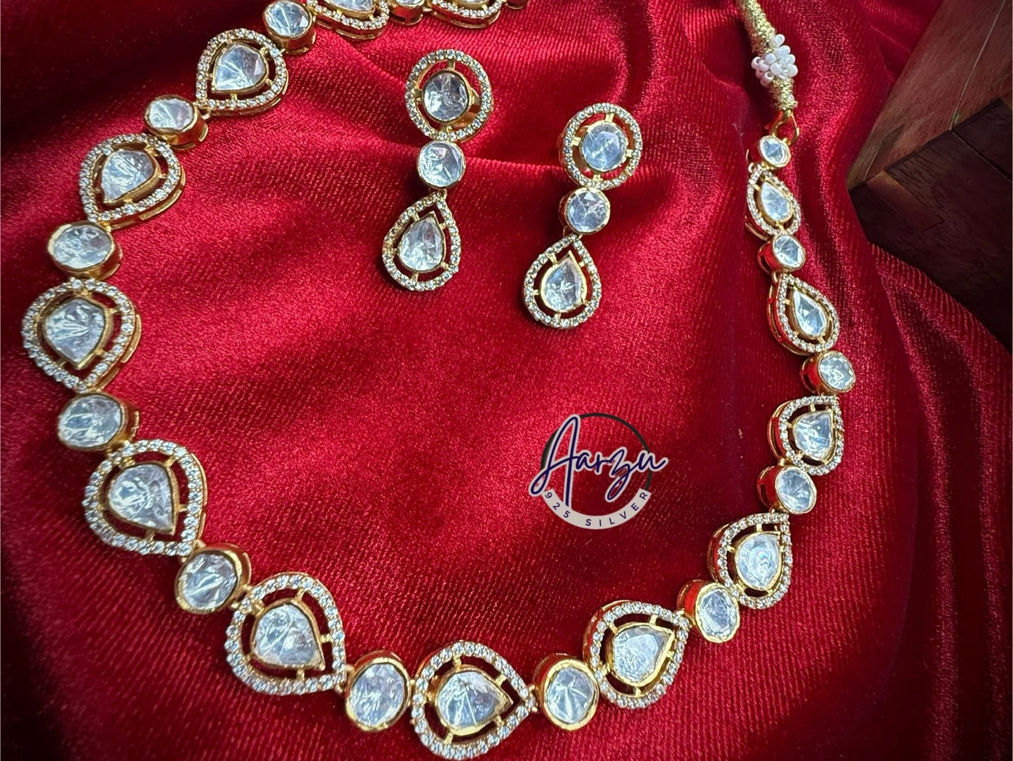 92.5 Silver Moissanite necklace set