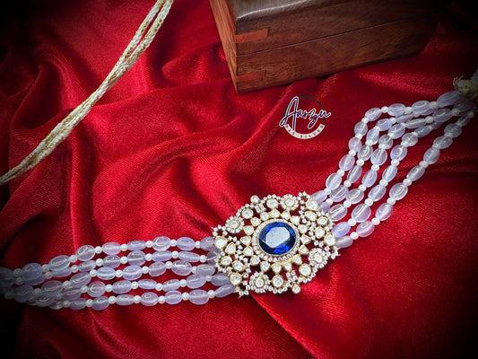 92.5 Silver Moissanite tanzanite beads choker