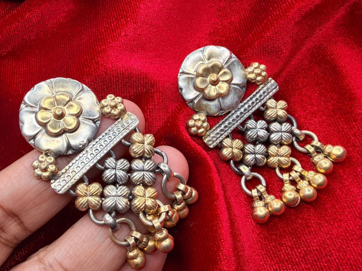92.5 Silver dual tone earrings - 28 gm