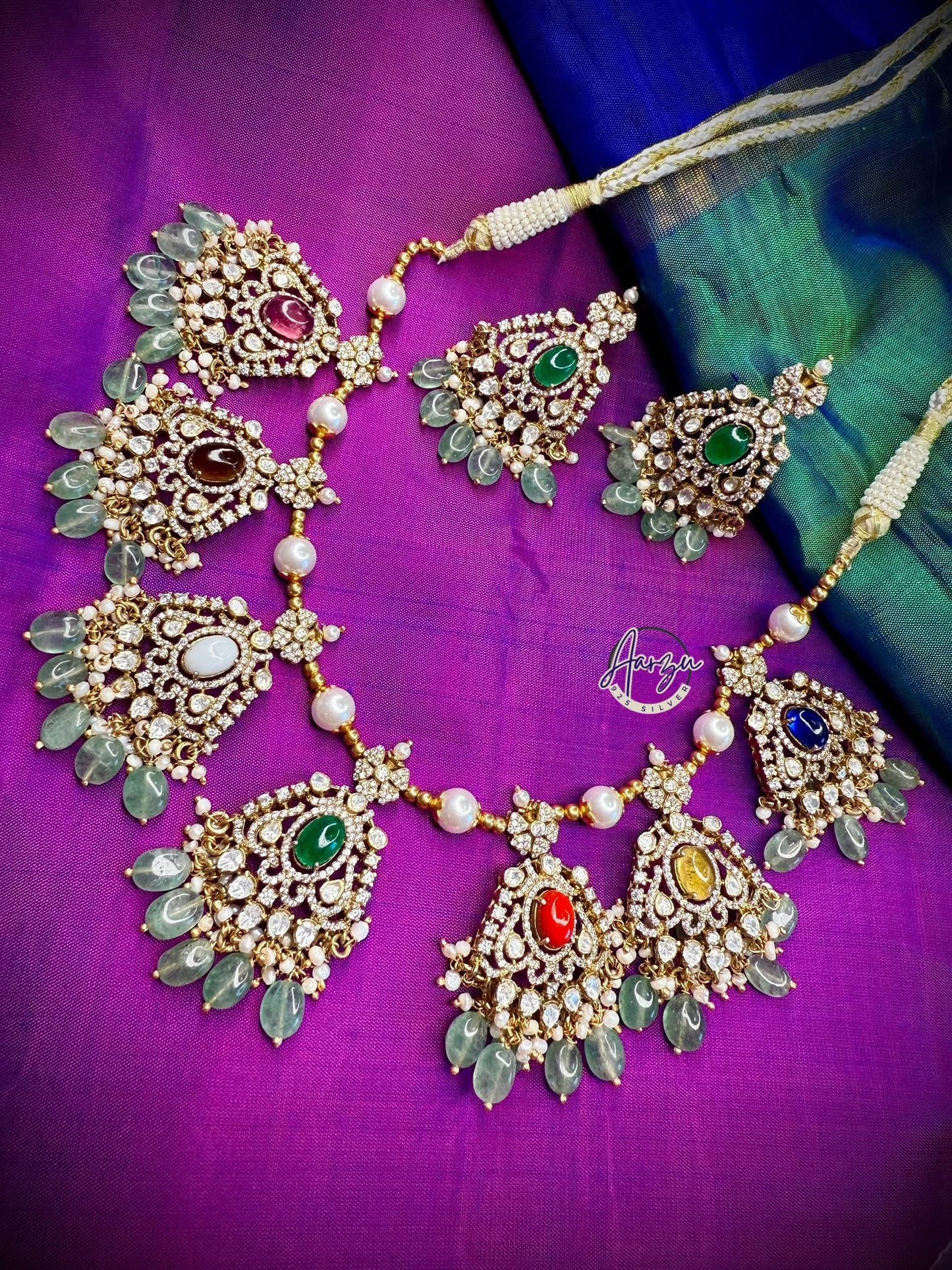 92.5 Silver Moissanite necklace with earrings