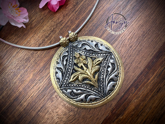 92.5 Silver dual tone chitai pendant