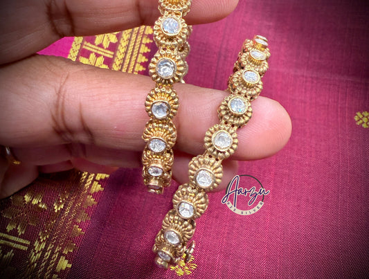 92.5 Silver Moissanite openable bangles - set of 2