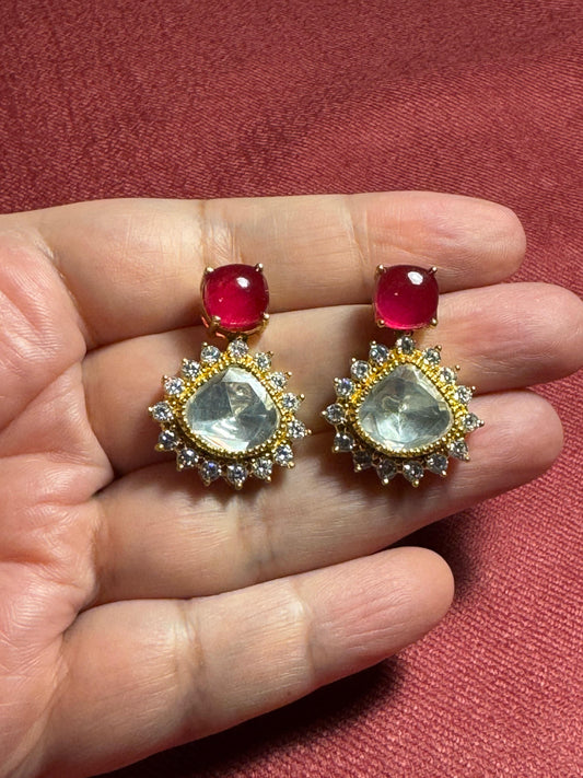 92.5 Silver Moissanite and pota stone earrings from preloved collection