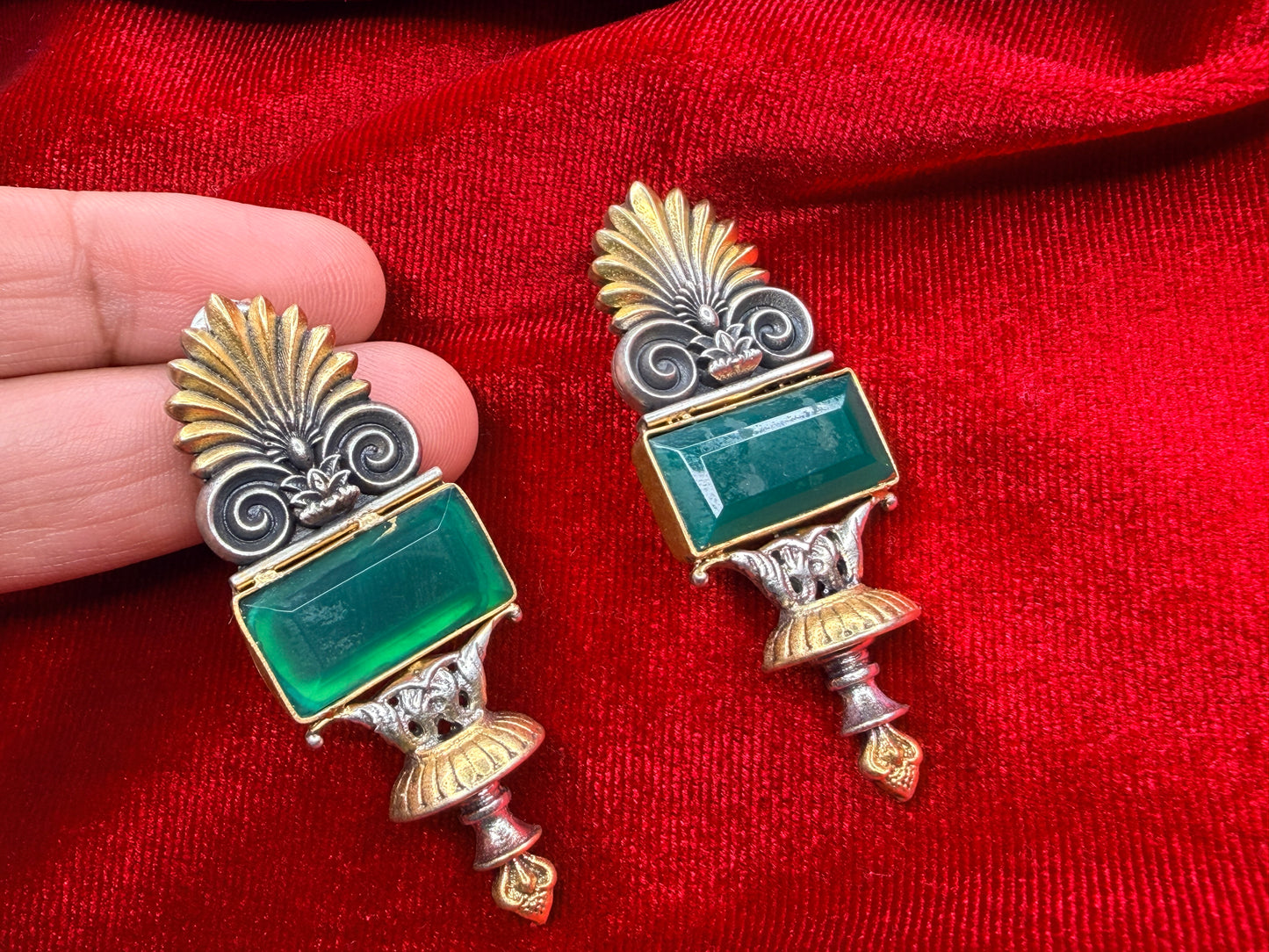 92.5 Silver dual tone earrings - 20.5 gm