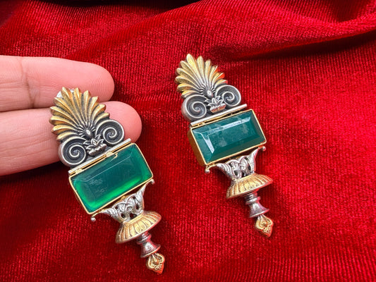 92.5 Silver dual tone earrings - 20.5 gm