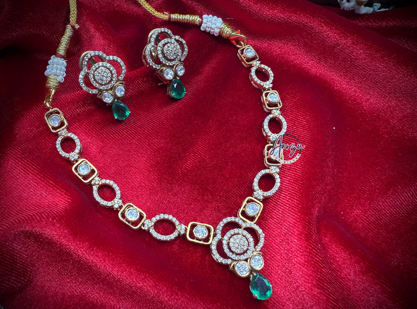 92.5 Silver Moissanite necklace with earrings