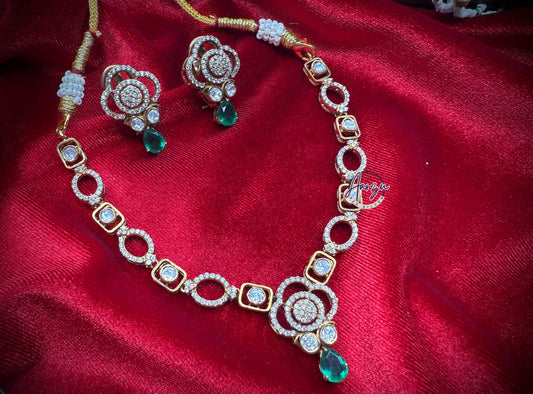 92.5 Silver Moissanite necklace with earrings