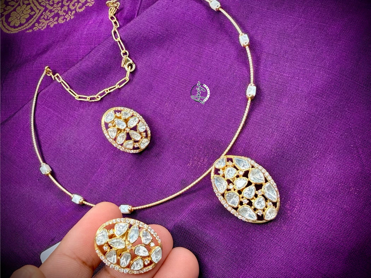 92.5 Silver Moissanite pendant set