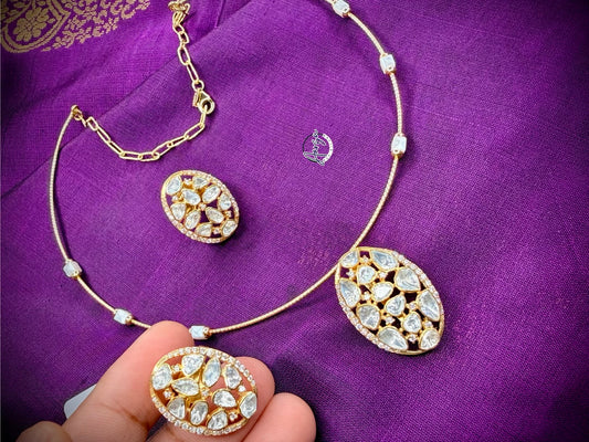 92.5 Silver Moissanite pendant set
