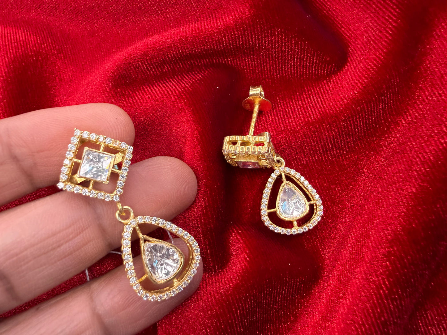 92.5 Silver Moissanite Earrings - 12.5 gm