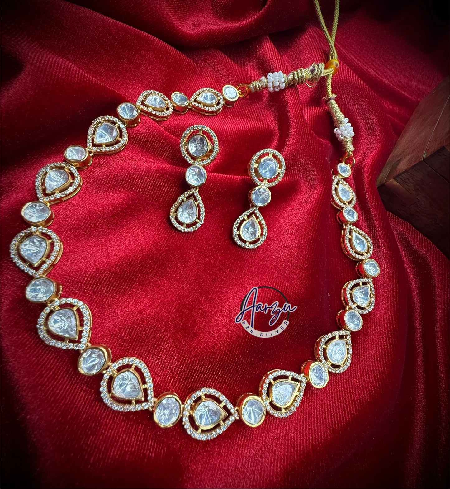 92.5 Silver Moissanite necklace set