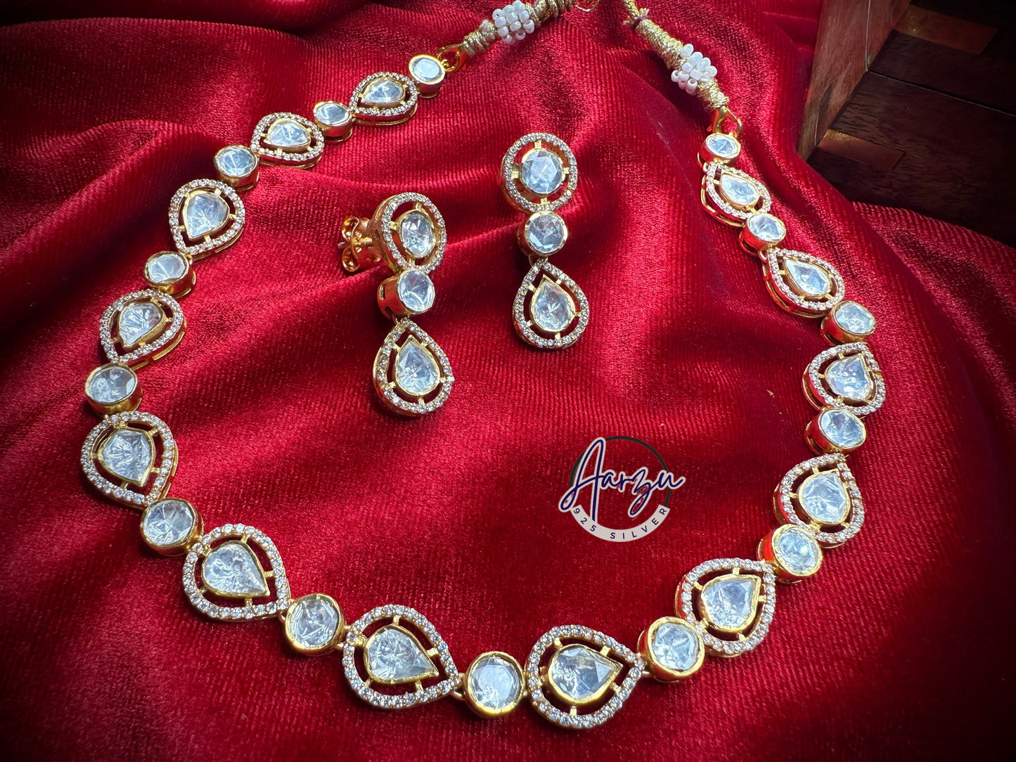 92.5 Silver Moissanite necklace with earrings