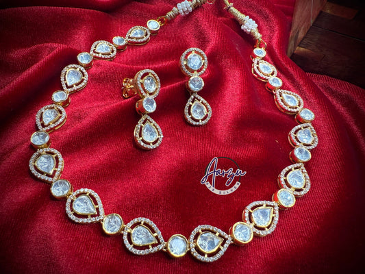 92.5 Silver Moissanite necklace with earrings