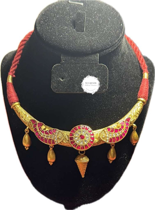 92.5 silver Chatai hasli with kundan jadau from preloved collection