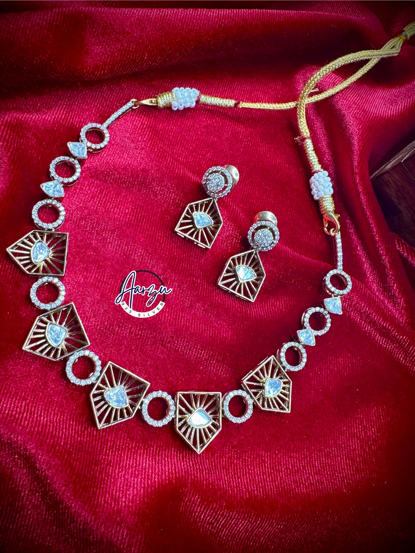 92.5 Silver Moissanite necklace with earrings