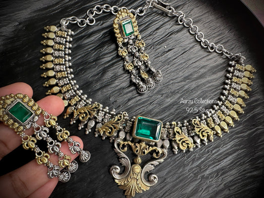 92.5 Silver fusion statement necklace set