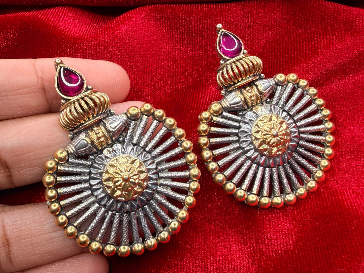 92.5 Silver dual tone Earrings 28 gm