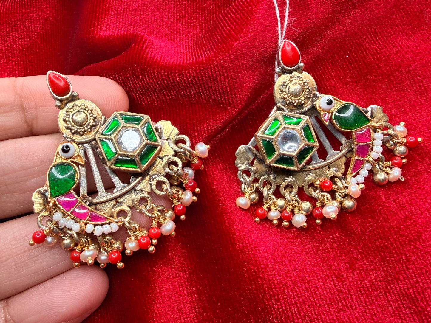 92.5 Silver dual tone earrings - 28.7 gm