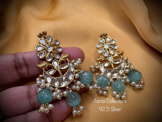 92.5 Silver Kundan Earrings