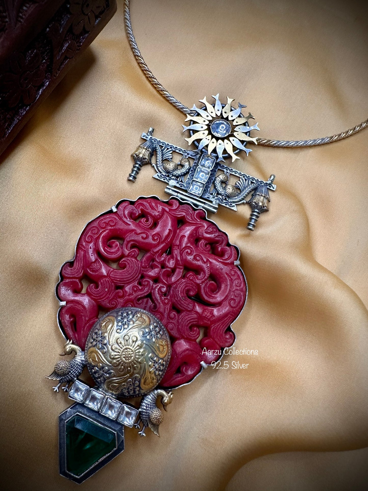 92.5 Silver designer inspired tibetian statement Pendant