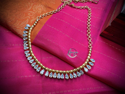 92.5 Silver base cut stone drop necklace