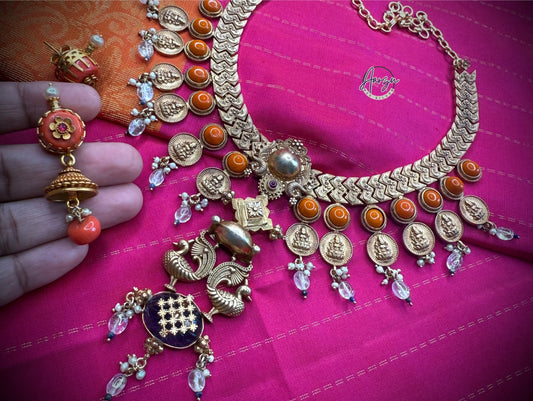 92.5 Silver base designer inspired necklace with earrings