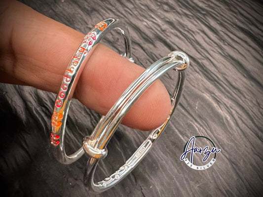92.5 Silver Baby adjustable bangles set of two