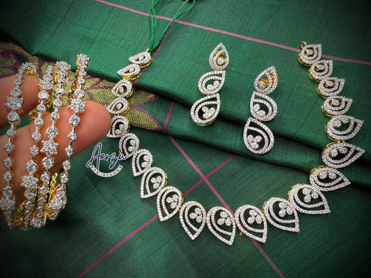 92.5 Silver base American diamond necklace set