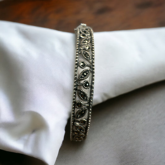 92.5 Silver Marcasite Openable Bangle