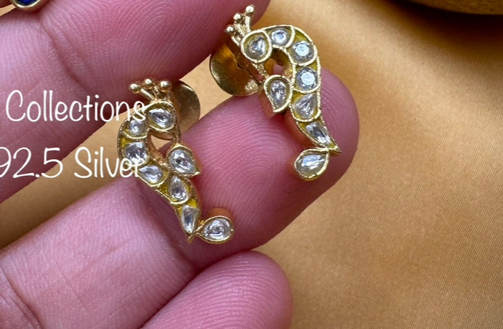 92.5 Silver base Kundan Jadau studs