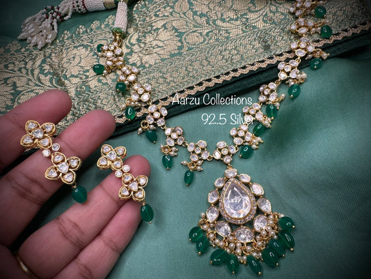 92.5 Silver Moissanite necklace set