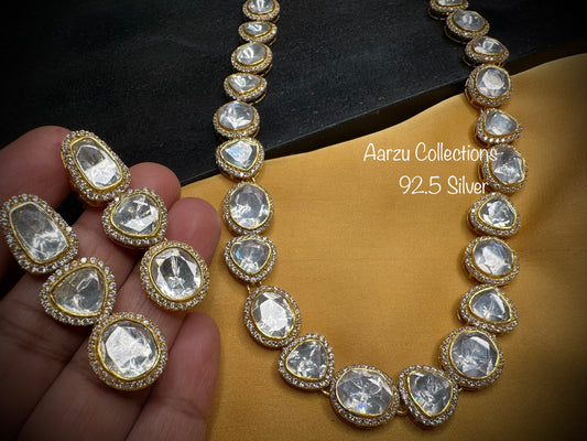 92.5 Silver Moissanite necklace set