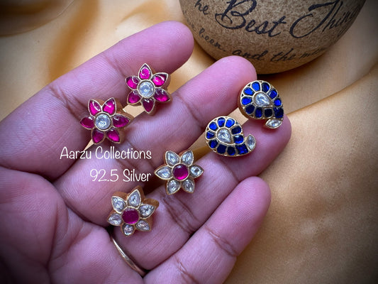 92.5 Silver base Kundan Jadau studs