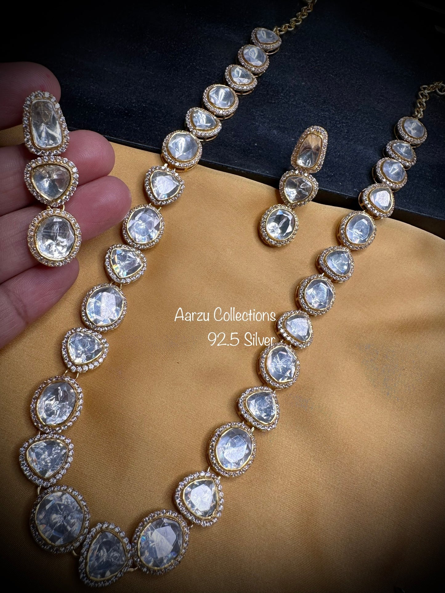 92.5 Silver Moissanite necklace set