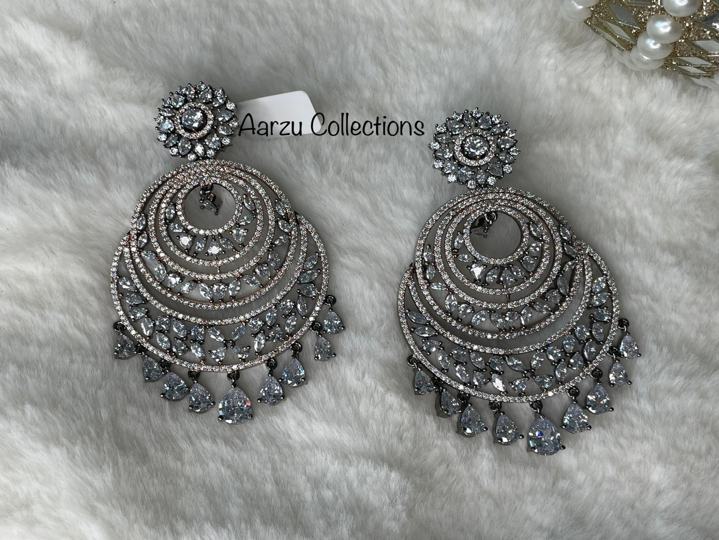 American Diamond Chandbali Earrings