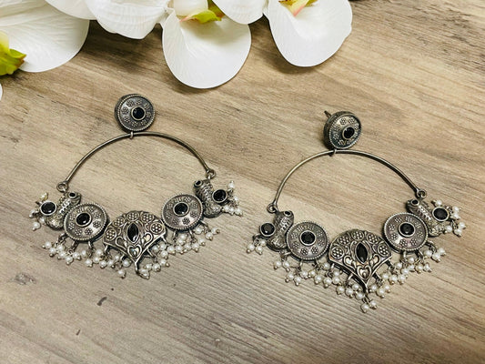 German Silver Statement Earrings