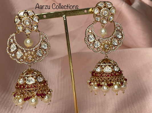 Chandbali Kundan Statement jhumkas