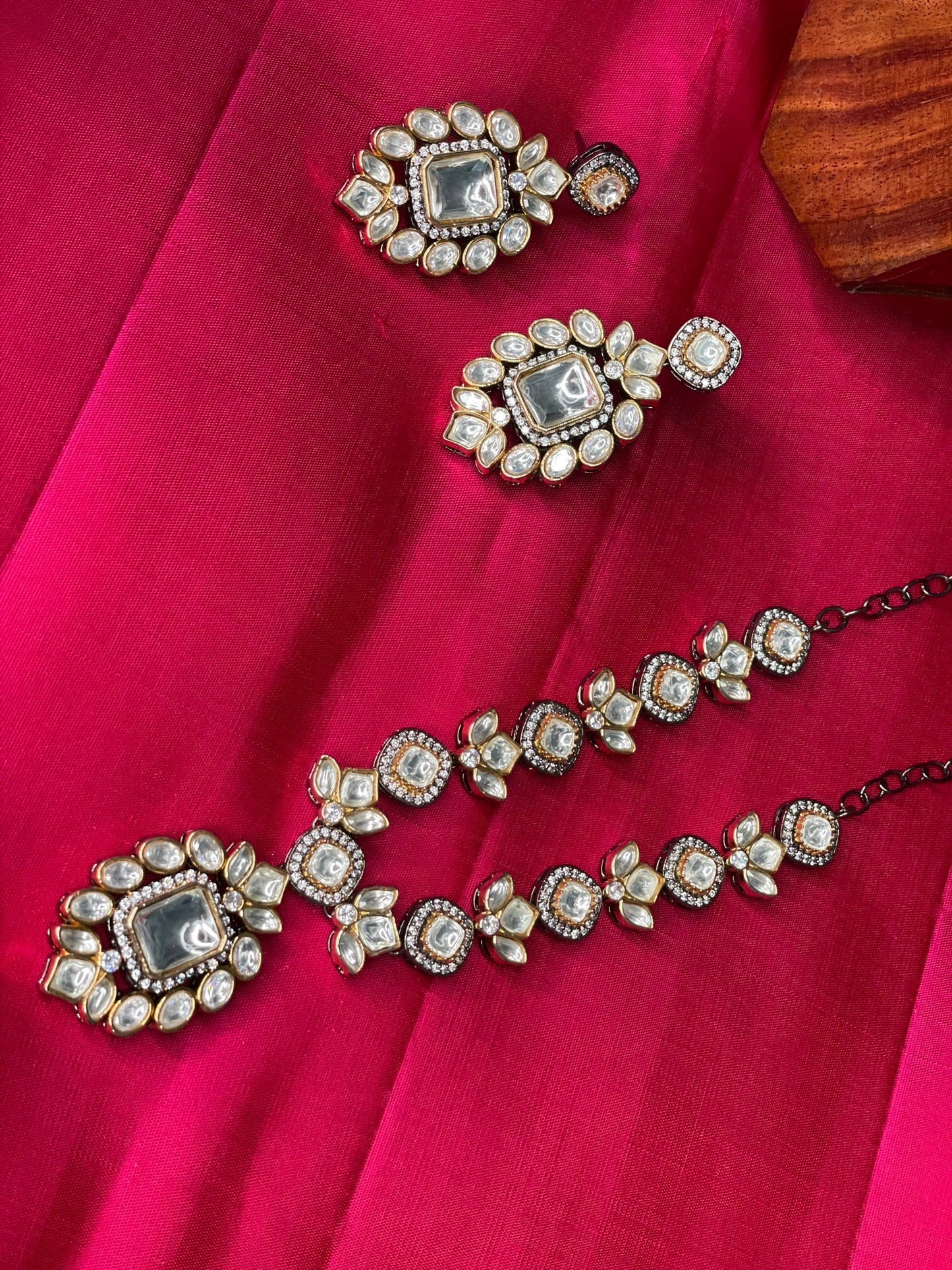 Kundan and American Diamond Necklace Set