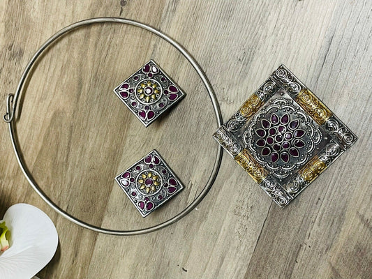 German Silver pendant set - Ruby