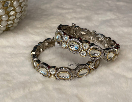 Kundan and AD Openable Bangles