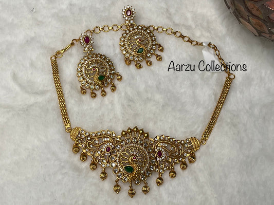 Kemp stones peacock choker with earrings