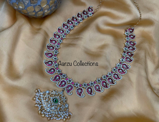 Kundan Jadau and CZ fusion Long Necklace