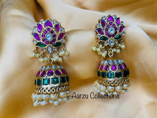 Kundan Jadau Lotus Jhumkas