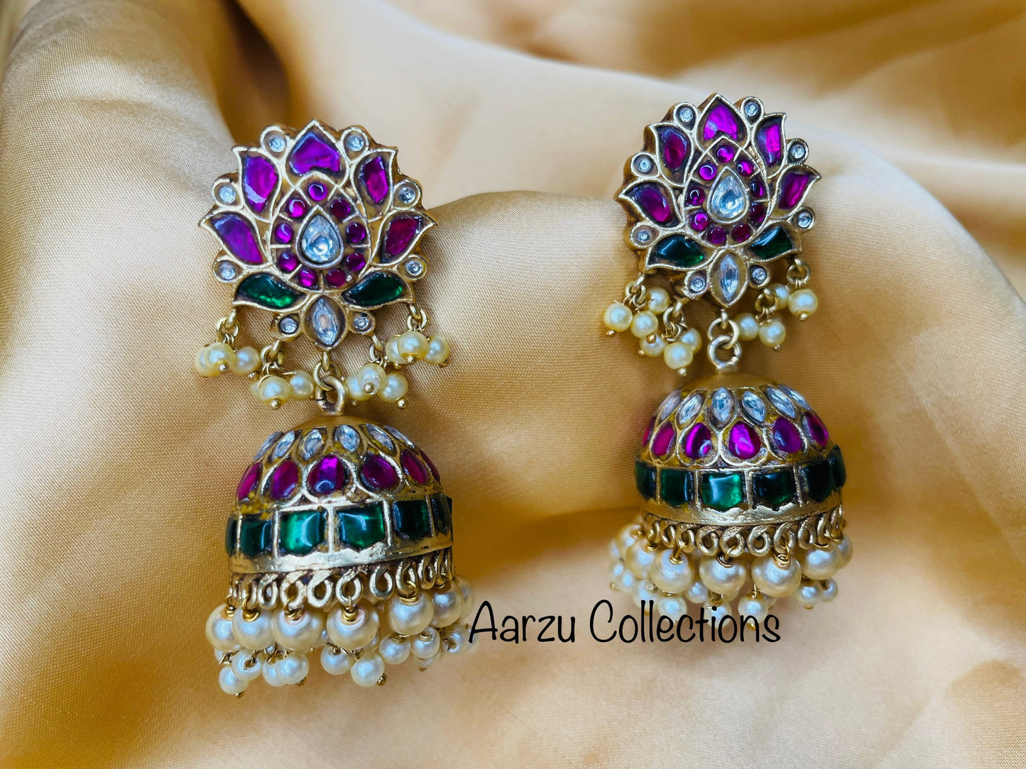 Kundan Jadau Lotus Jhumkas
