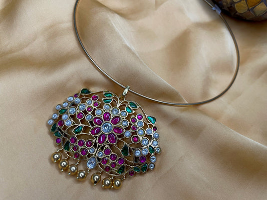 Kundan Jadau Big Flower Pendant Hasli