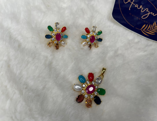 American Diamond Pendant Set