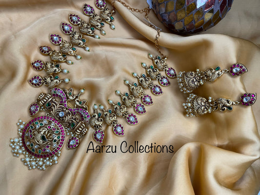 Kundan Jadau Mid Length Mala with Jhumka